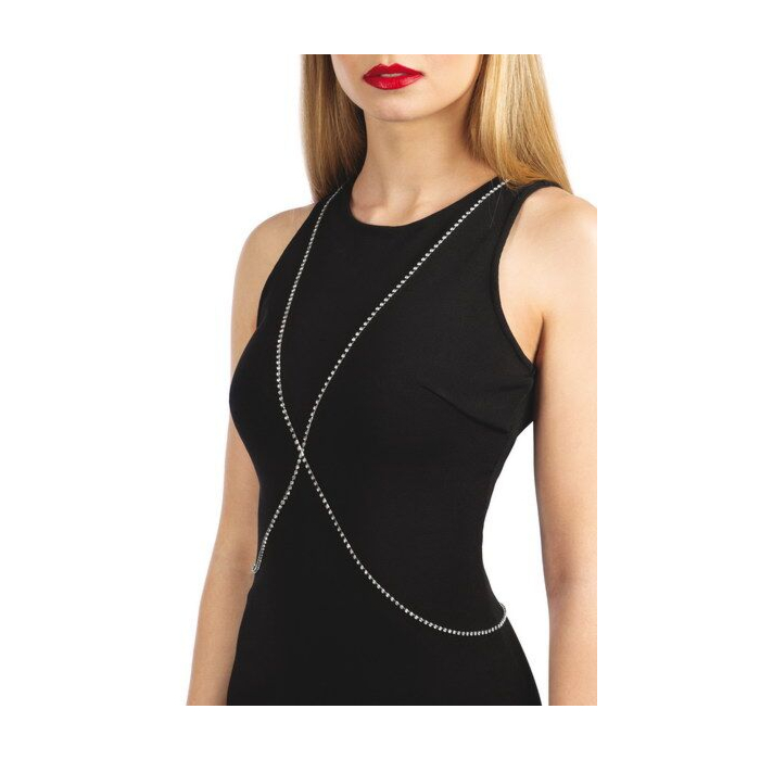 Серебристая цепочка для бюста Bijoux Pour Toi – Elena Silver со стразами