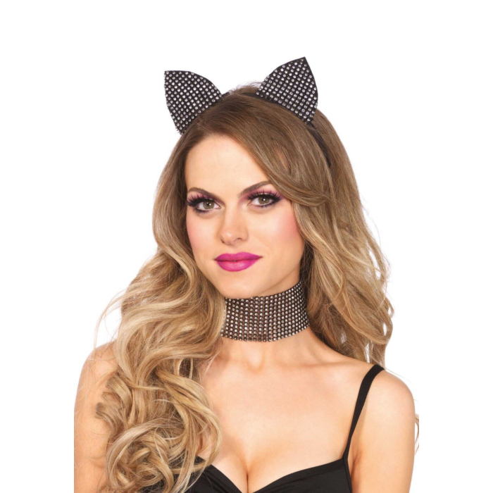 Набір кішечки Leg Avenue Cat ear headband & choker set Black