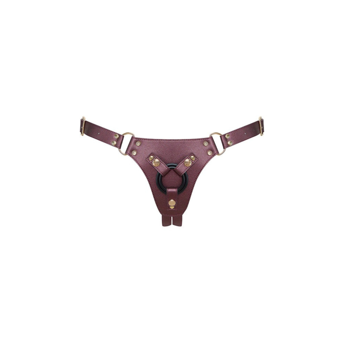 Трусики для страпона Strap-On-Me Leatherette Harness Generous One Size Aubergine