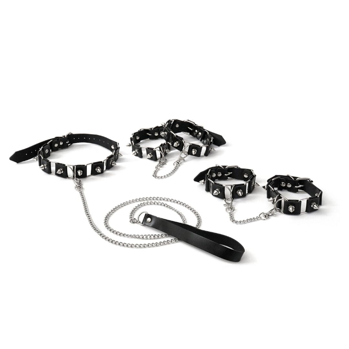 Бондажний набір: нашийник з повідцем, наручники та поножі Art of Sex Cassandra