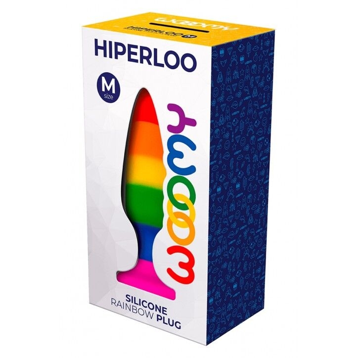 Силіконова анальна пробка Wooomy Hiperloo Silicone Rainbow Plug M Секс ...