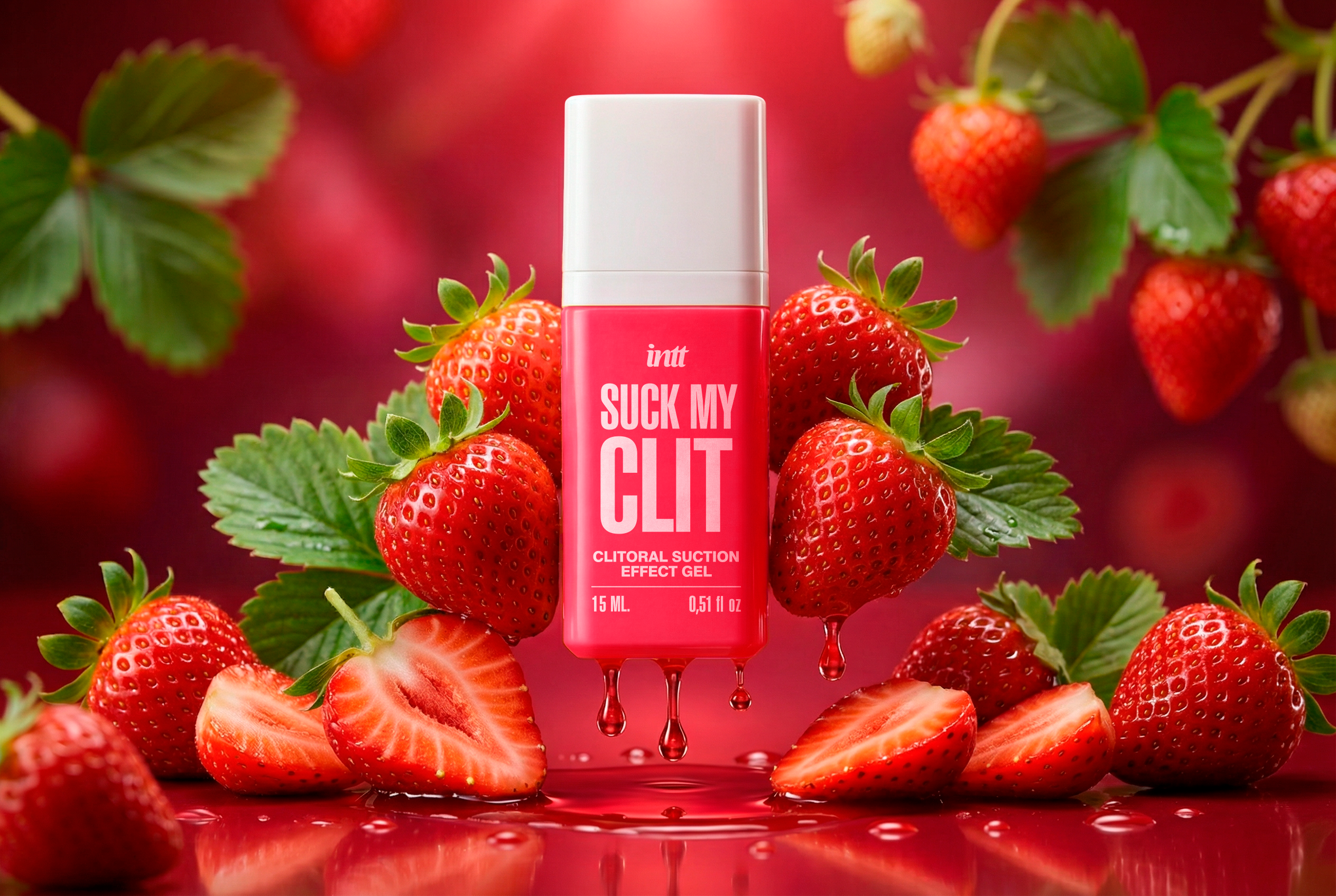 Intt Suck My Clit Wild Strawberry — гель с эффектом посасывания