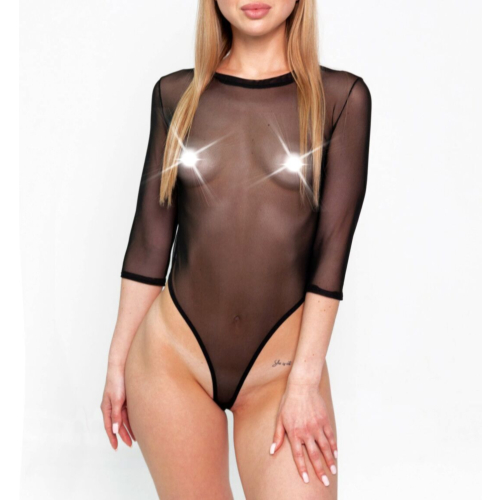 Сексуальное прозрачное боди сетка Sheril с рукавами Art of Sex - Sheril черный, L-2XL