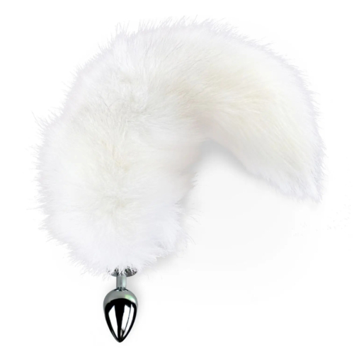 Металева анальна пробка Art of Sex White Fox з хвостом із натурального хутра розмір М