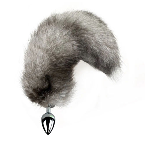Металева анальна пробка  Art of Sex Artctic Fox з хвостом із натурального хутра розмір М