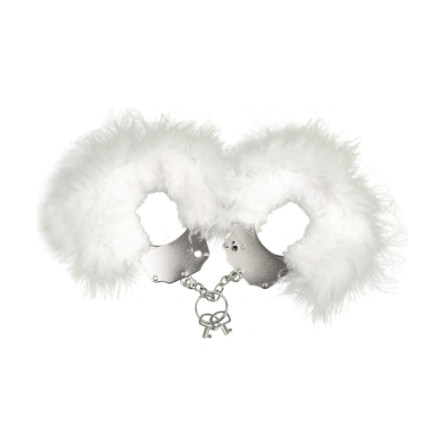 Наручники металеві з білим оздобленням Adrien Lastic Handcuffs White