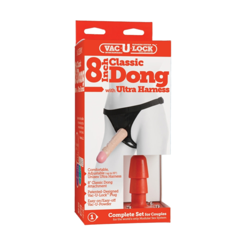 Трусики зі страпоном Doc Johnson Vac-U-Lock 8 Inch Classic Dong Ultra Harness