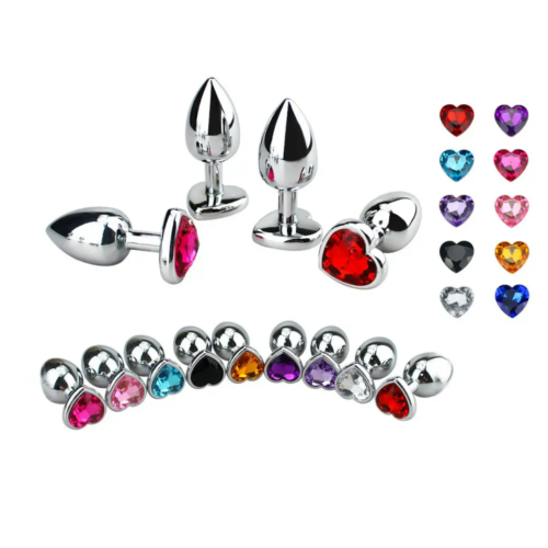 Анальна металева пробка Baby XXX розмір S з кристалом "Сердце"