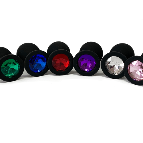 Анальна пробка чорна сіліконова BABY XXX розмір М з кристалом