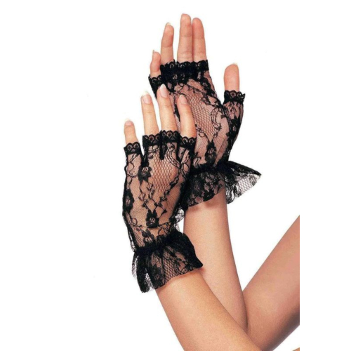 Рукавички Leg Avenue Fingerless Lace Ruffle Gloves Black
