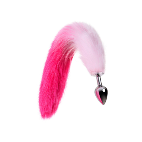 Анальна металічна пробка з біло-рожевим хвостом Baby XXX
