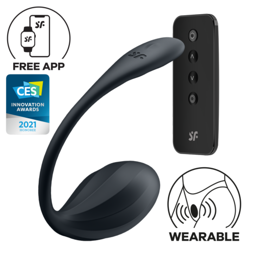 Смарт віброяйце Satisfyer Ribbed Petal Connect App Black