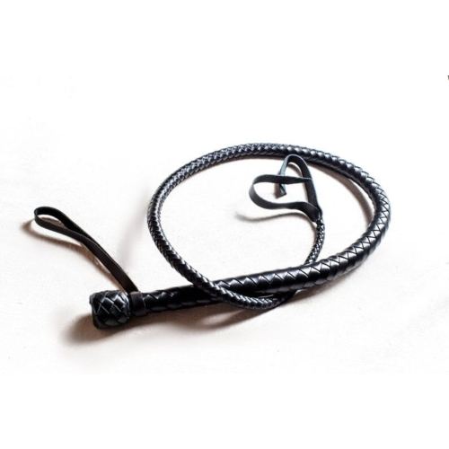 Плеть с рукоятью, натуральная кожа, цвет черный, длина - 120 см