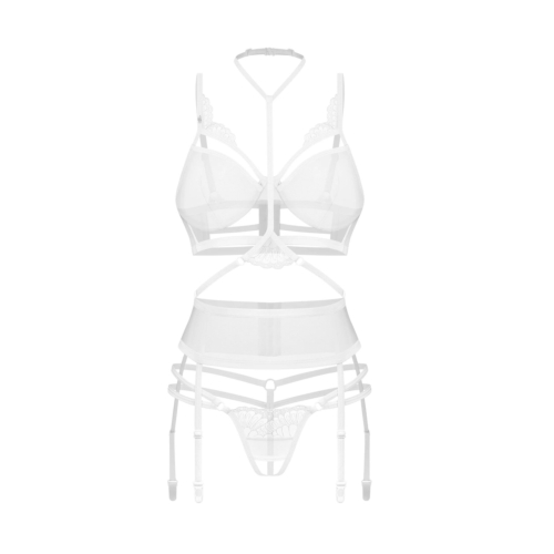 Комплект Obsessive Premisis White 3-pcs crotchless set